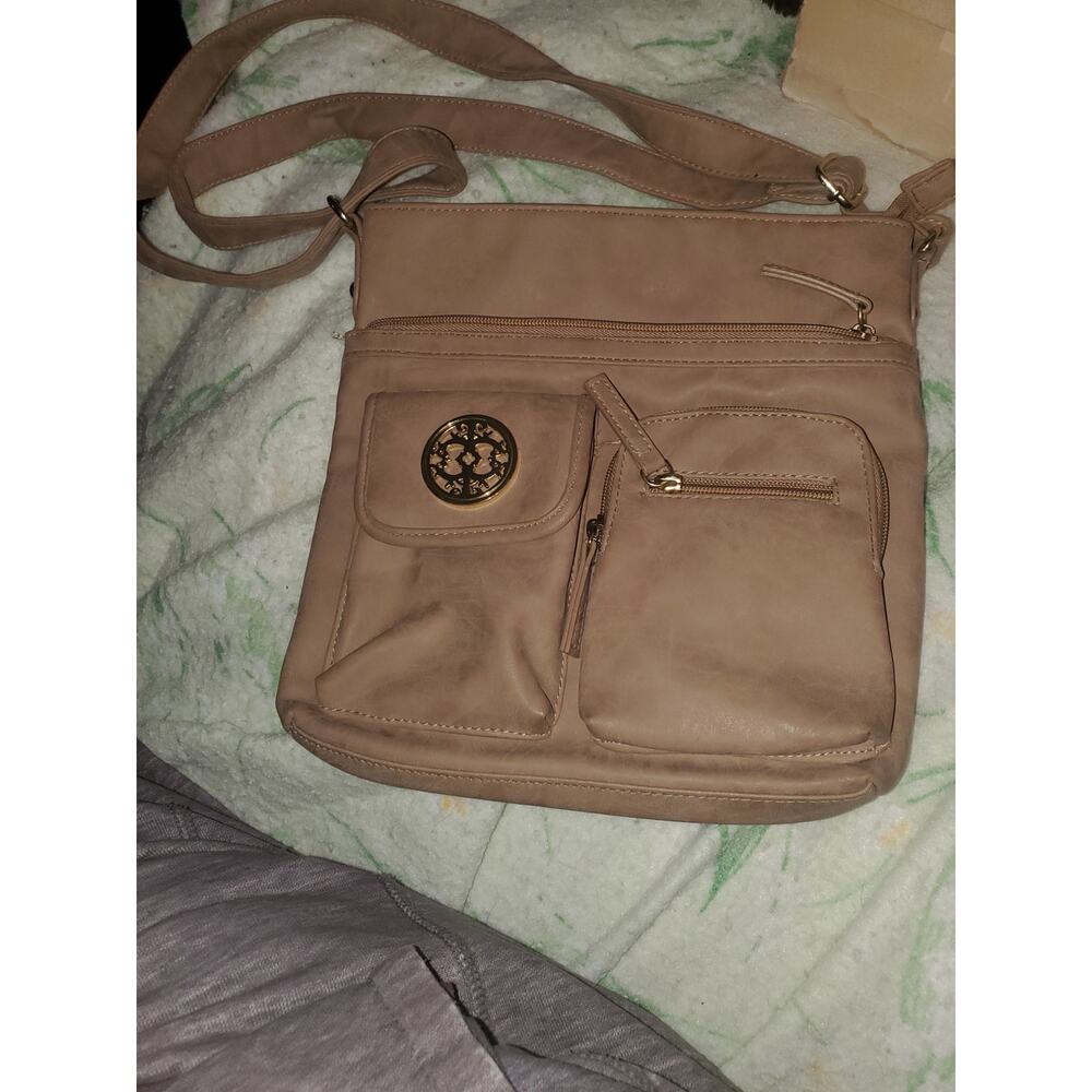 Faux beige leather purse